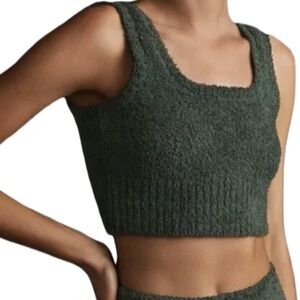 Daily Practice by Anthropologie Fuzzy Snuggle Crop Tank Top 2X Dark Green ⭐️